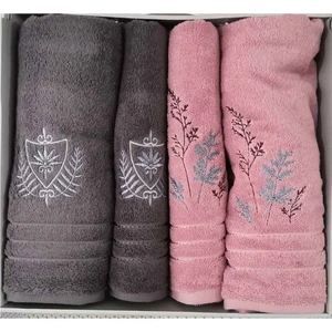 Soft Leaf Best Set (Hamam Takımı) Pembe-Antrasit