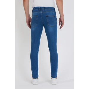 New Time Erkek Jeans Skinny Fit Likralı Mavi Tırnaklı