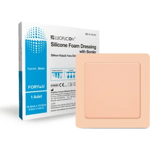 Silikon Yapışkanlı Süper Emici Hidrofilik Kalın Foam Ped Yara Örtüsü 12.5cm x 12.5 Cm, 1 Adet