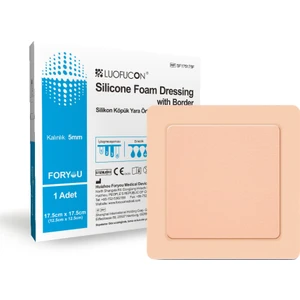 Silikon Yapışkanlı Süper Emici Hidrofilik Kalın Foam Ped Yara Örtüsü 17.5cm x 17.5 Cm, 1 Adet