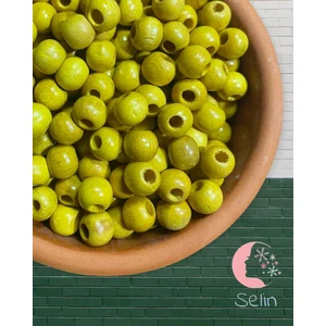 10 mm Renkli Ahşap Boncuk 100  ( ort 250 / 300 Adet )