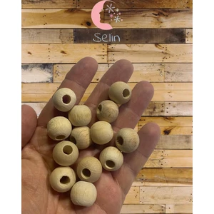 18 mm Ham İşlenmemiş Ahşap Boncuk 100 gr 50'li