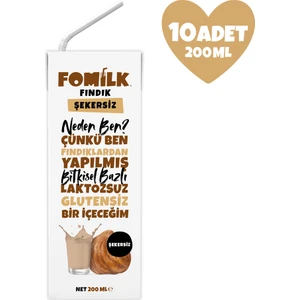 Fındık Sütü 200 Ml X10 Glutensiz Bitkisel Bazlı Laktozsuz Vegan Şekersiz