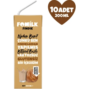 Fındık Sütü 200 Ml X10 Glutensiz Bitkisel Bazlı Laktozsuz Vegan
