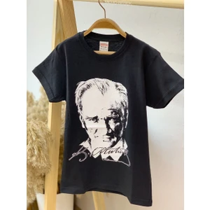 Mojo Bebek  Çocuk Atatürk Baskılı Kısa Kol T-Shirt 9034 Siyah