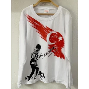 Dıgıl Kids Mojo Unisex Kocatepe Baskılı Likralı Uzun Kol T-shirt 1422 Beyaz