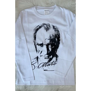 Mojo Bebek  Garson Çocuk Atatürk Baskılı Uzun Kol T-Shirt 9033 Beyaz