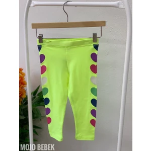 Mojo Bebek Kız Çocuk 1-8 Yaş Renkli Kalp Baskılı Tayt 7773 Yeşil