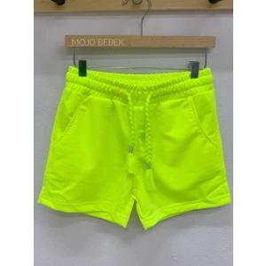 Kız Çocuk Neon Kısa Penye Şort 2206 Sarı