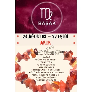 Gümüştel El Sanatları Burç Taşı Başak Burcu Akik Taşı Bileklik