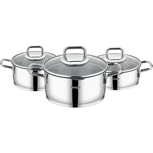 4 Cook Pro Süzgeç Kapaklı 18/10 Paslanmaz Çelik Tencere Seti 6 Parça ST-301