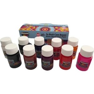 Nova Color Cam Boyası 10 Renk 30 cc Su Bazlı Novacolor Cam Boyası Seti 1 Adet