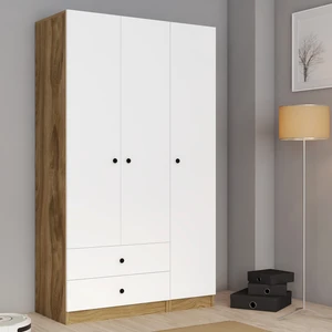 Mobilya 3 Kapak 2 Çekemceli Gardolap Beyaz-Ud