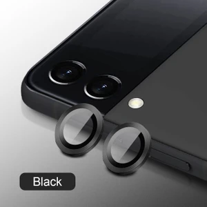 Samsung Galaxy Z Flip 4 5g Uyumlu Metal Temperli Cam Lens Koruyucu Siyah