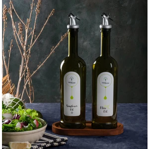 Stantsız Amber 2'li 750 ml Zeytinyağı ve Sıvıyağ Yağdanlık Şişesi Yağlık *Stantsız fb