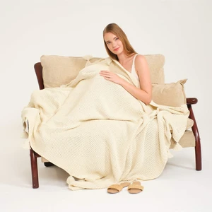 Coco Pirinç Örgü Ponponlu Triko Throw Tv Battaniyesi