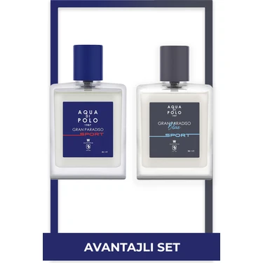 Aqua Di Polo 1987 Gran Paradiso Blue Sport 50 ml ve Gran Paradiso Sport 50 ml 2'li Erkek Parfüm