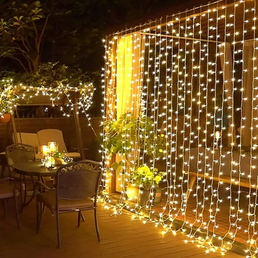 Robeve 2x2 Metre 8 Fonksiyonlu Animasyonlu Perde LED Işık Kalın Telli Saçak LED Işık 240 LED