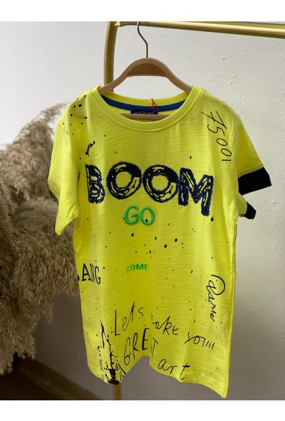 Mackays Erkek Çocuk Boom Yazılı Kısa Kol T-Shirt 3051060 Sarı