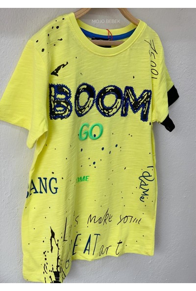 Mackays Erkek Çocuk Boom Yazılı Kısa Kol T-Shirt 3051060 Sarı