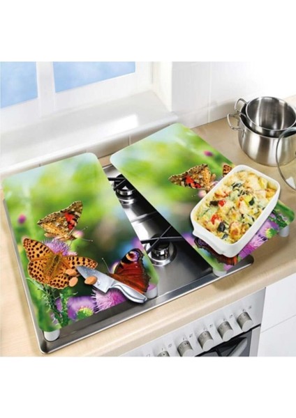 Cam Ocak Koruyucu Kelebekler 60 cm x 52 cm 2 Parça 4'lü