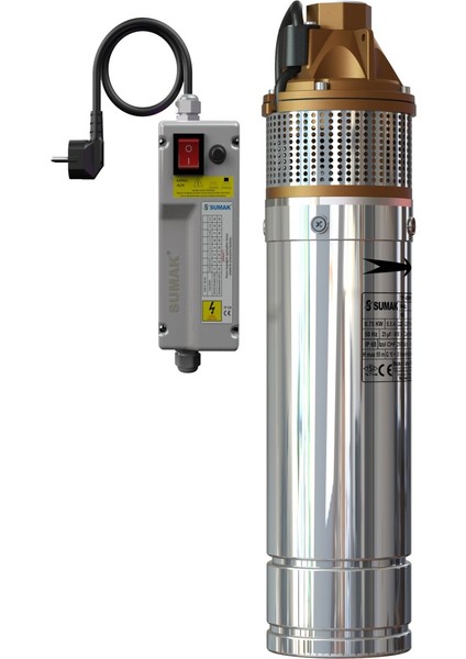 4SDM100 4 Inch Paslanmaz Dalgıç Pompa Monofaze (220V) 1hp (Panolu, 30 M. Kablolu)