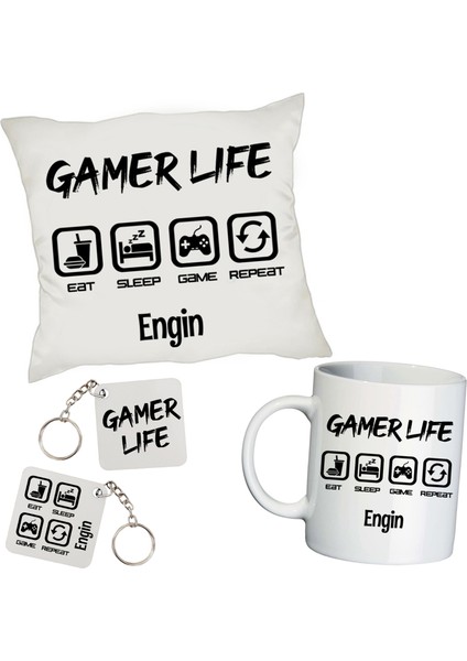 Gamer Life Isimli Kişiye Özel Oyuncu Hediye Seti