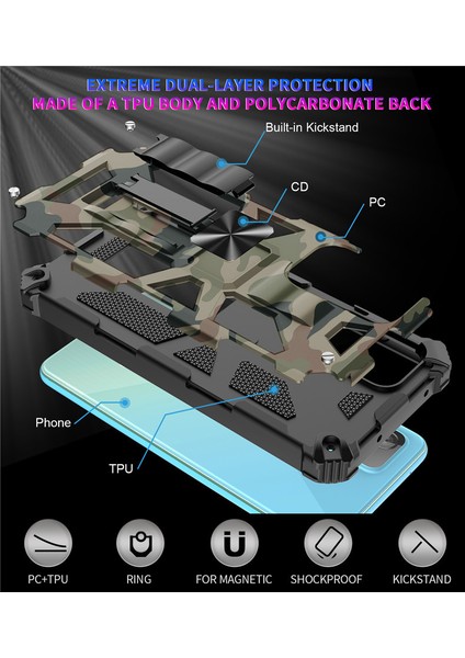 For Samsung Galaxy A33 5g Kamuflaj Zırh Ağır Korumak Cep Telefonu Kılıfı (Yurt Dışından) modelleri
