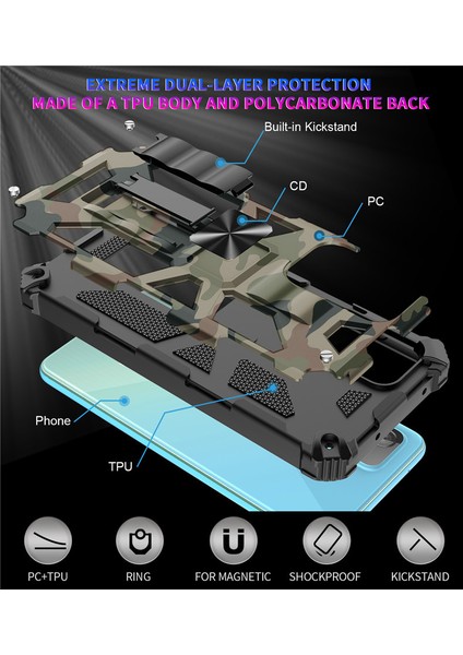 For Samsung Galaxy A13 4g Kamuflaj Zırh Ağır Korumak Cep Telefonu Kılıfı (Yurt Dışından)