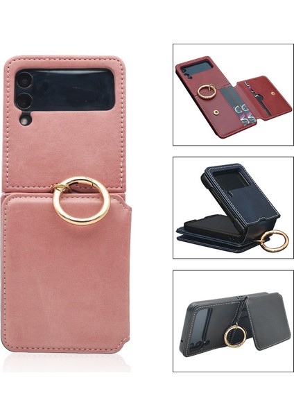 For Samsung Galaxy Z Flip 4 Pu Sıkışmış Cüzdan Yüzük Cep Telefonu Kılıfı (Yurt Dışından) fiyatları