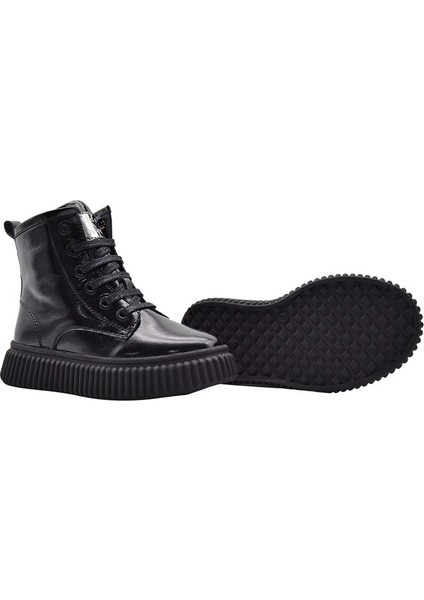 Lilly Bağcıklı ve Fermuarlı Deri Kız Çocuk Bot Siyah modelleri