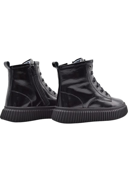 Lilly Bağcıklı ve Fermuarlı Deri Kız Çocuk Bot Siyah fırsatları