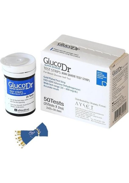 Gluco Dr Glucodr Seker Ölçüm Çubuğu 50 Adet X 5 Kutu