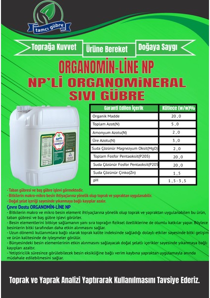 Tamcı - Organomin Line NP | 1LT Sıvı Organomineral Gübre