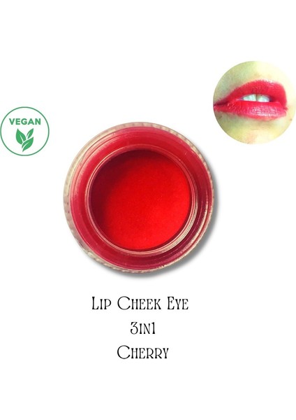 Cherry Lip Cheek Eye Vegan Krem Allık Ruj Far- Cherry