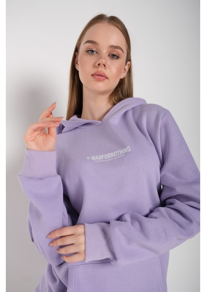 Kadın Mad For Nothing Baskılı Oversize Kapüşonlu Sweatshirt