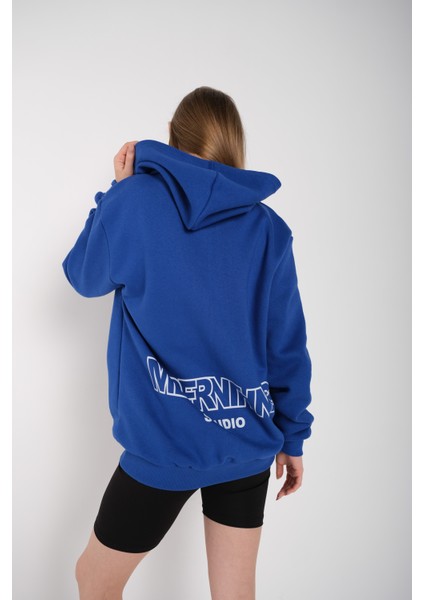 Kadın Mad For Nothing Baskılı Oversize Kapüşonlu Sweatshirt
