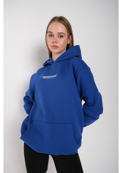 Kadın Mad For Nothing Baskılı Oversize Kapüşonlu Sweatshirt