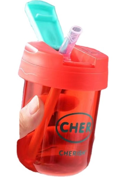 330ML Çocuk Öğrenci Tek Içecek Plastik Bardak Taşınabilir Hasır Bardak Sevimli Su Bardağı (Ücretsiz 3D Etiket) (Yurt Dışından)