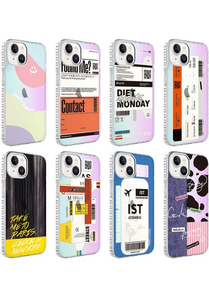 Apple iPhone 13 ile Uyumlu Kılıf Desenli Airbag Kenarlı Renkli Desenli Monday Silikon