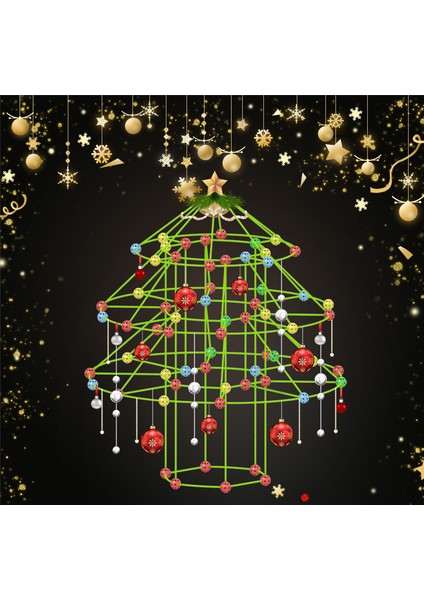 Çocuklar Dıy Noel Ağacı Yapı Taşları Oyuncak Işıkları ile Noel Süsleri Süslemeleri (Yurt Dışından)
