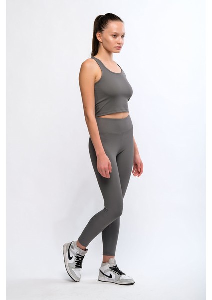 Antrasit Kadın Fitilli Crop Top - Luna fiyatları