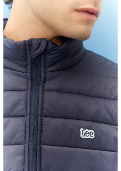 Erkek Regular Fit Normal Kesim Kapüşonlu Lacivert Şişme Mont