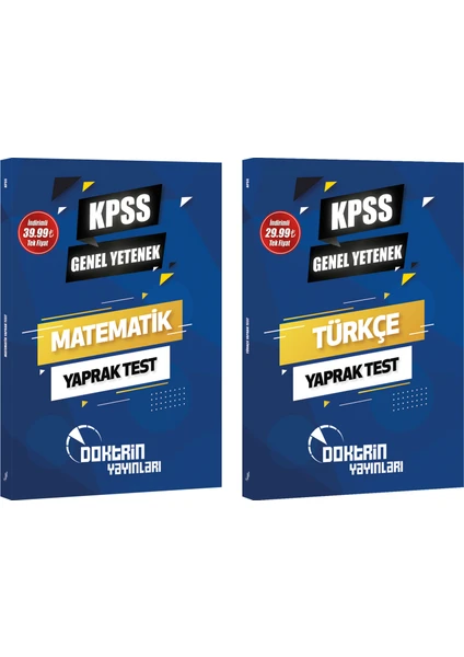 Doktrin Yayınları 2024 KPSS Genel Yetenek Matematik ve Türkçe Yaprak Testler 2 Kitap