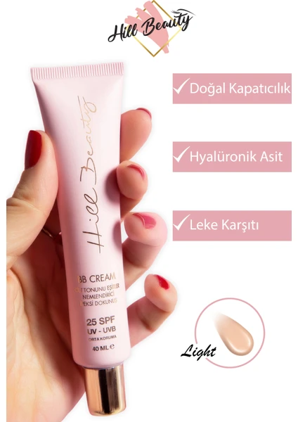 Hill Beauty Hyaluronik Asit Etkili Leke Karşıtı Aydınlatıcı BB Krem Light 25+Spf 40ml