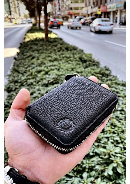 Mini Petty Siyah Unisex Fermuarlı Cüzdan