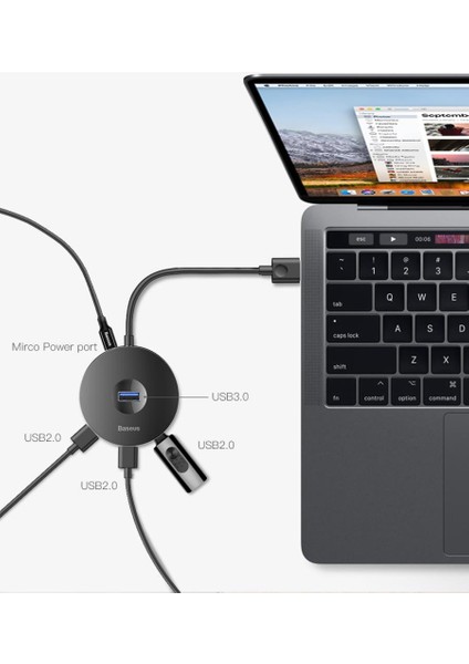 4'lü USB Port Çoklayıcı Adaptör, USB 3.0 1x, USB 2.0 3x, Micro USB 1x