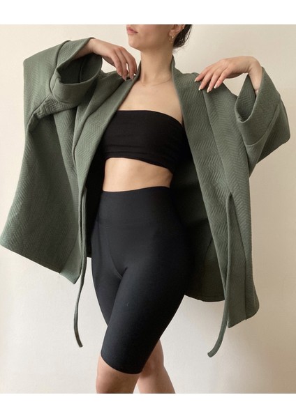 Yumuşak Dokulu Kapitone Kalın Ovre Kimono - Unisex