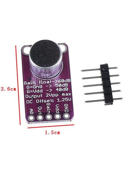 Roba MAX9814 Amplikatörlü Analog Mikrofon Modülü Ses Algılama Sensörü