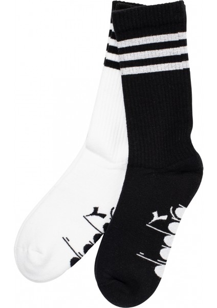 2 Pack Striped Crew Socks M Siyah Beyaz Erkek 2li Çorap - D202531-955